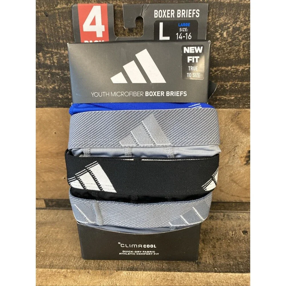 Adidas Youth Boxer Briefs Size Large (14-16) Quick Dry Fabric Athletic Fit New O